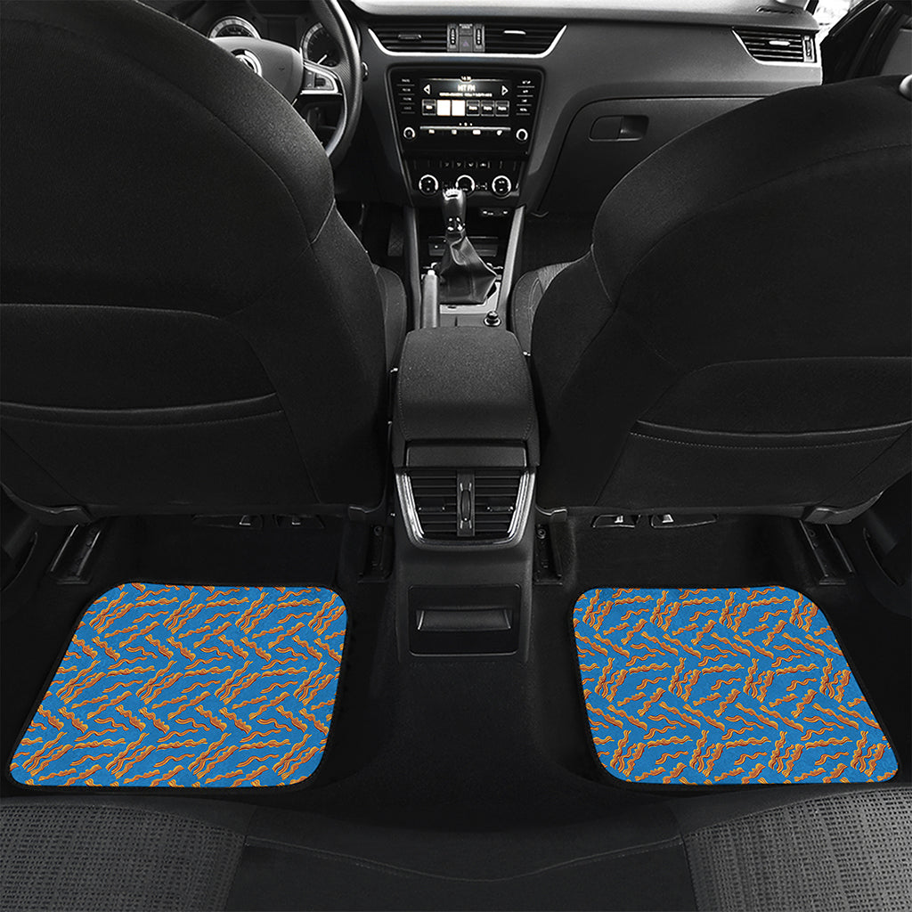 Blue Crispy Bacon Pattern Print Front and Back Car Floor Mats