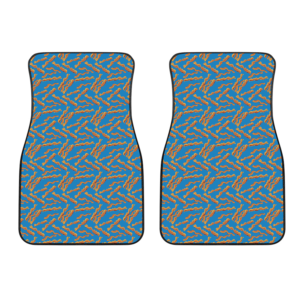 Blue Crispy Bacon Pattern Print Front Car Floor Mats