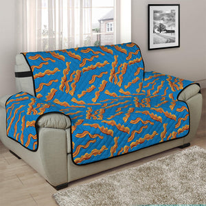 Blue Crispy Bacon Pattern Print Half Sofa Protector