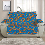 Blue Crispy Bacon Pattern Print Half Sofa Protector