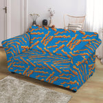 Blue Crispy Bacon Pattern Print Loveseat Slipcover