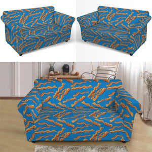 Blue Crispy Bacon Pattern Print Loveseat Slipcover