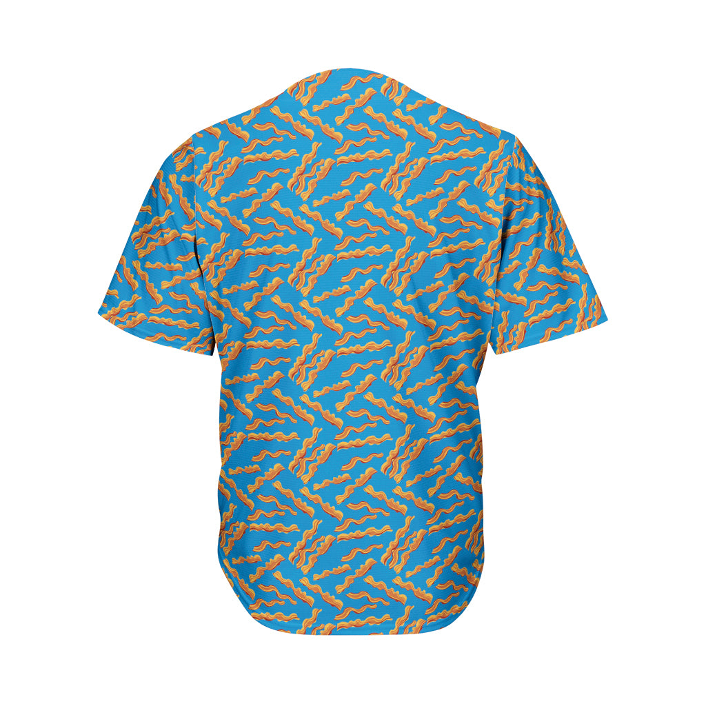 Blue Crispy Bacon Pattern Print Men's Baseball Jersey