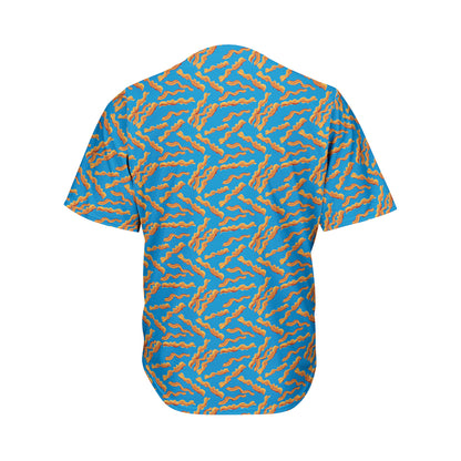 Blue Crispy Bacon Pattern Print Men's Baseball Jersey