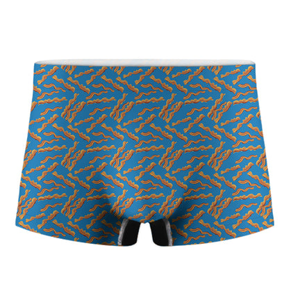 Blue Crispy Bacon Pattern Print Men's Boxer Briefs
