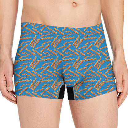 Blue Crispy Bacon Pattern Print Men's Boxer Briefs