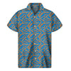 Blue Crispy Bacon Pattern Print Men's Short Sleeve Shirt
