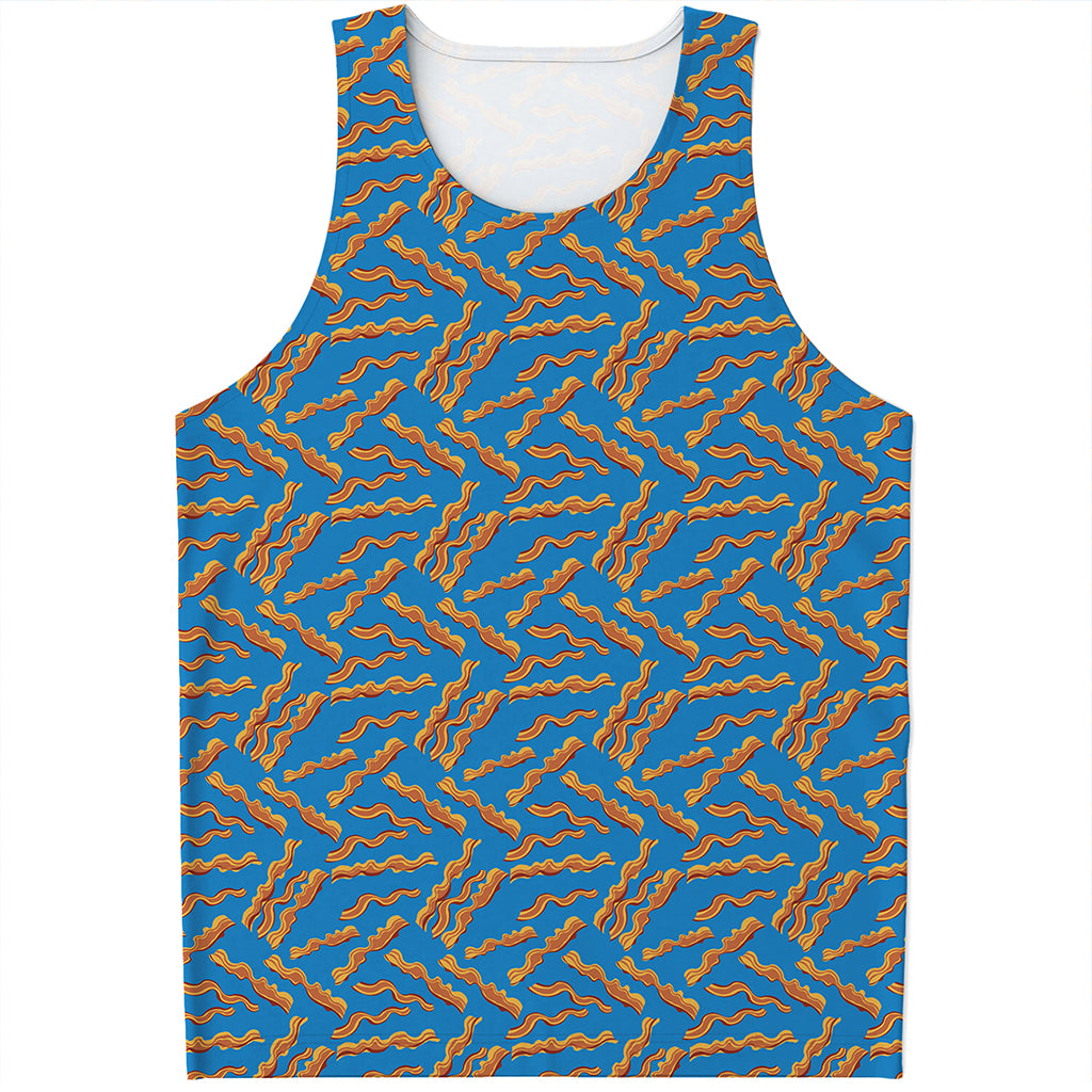 Blue Crispy Bacon Pattern Print Men's Tank Top