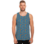 Blue Crispy Bacon Pattern Print Men's Tank Top