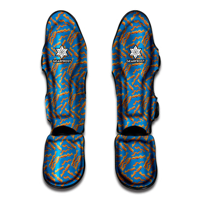 Blue Crispy Bacon Pattern Print Muay Thai Shin Guard