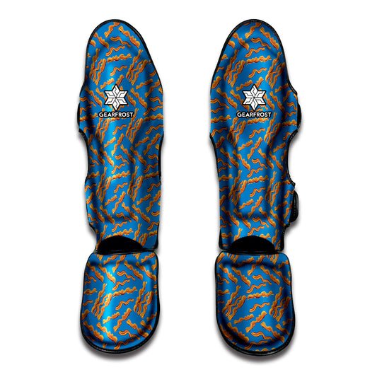 Blue Crispy Bacon Pattern Print Muay Thai Shin Guard