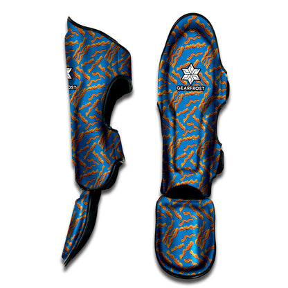 Blue Crispy Bacon Pattern Print Muay Thai Shin Guard