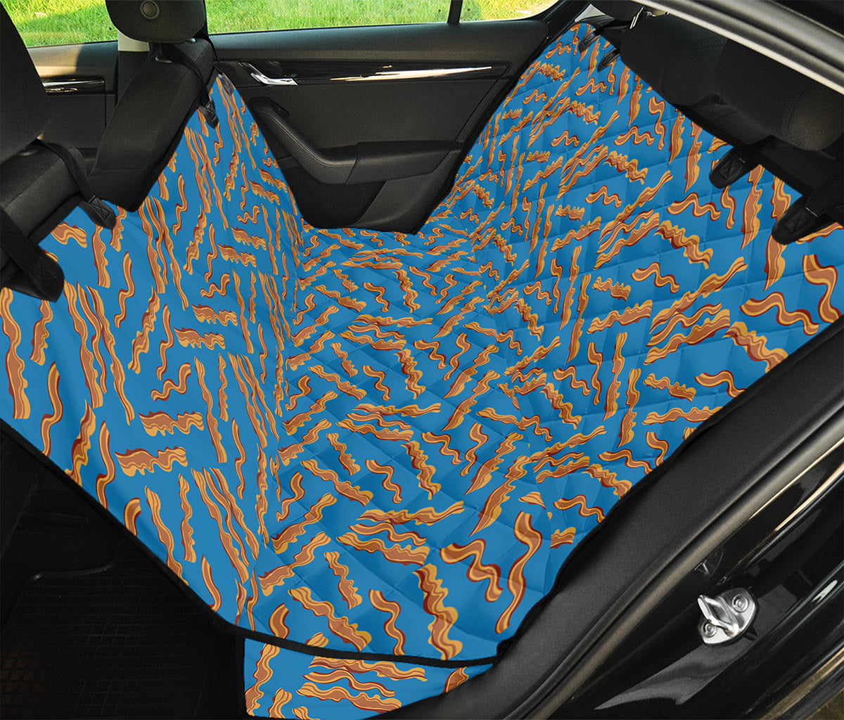 Blue Crispy Bacon Pattern Print Pet Car Back Seat Cover