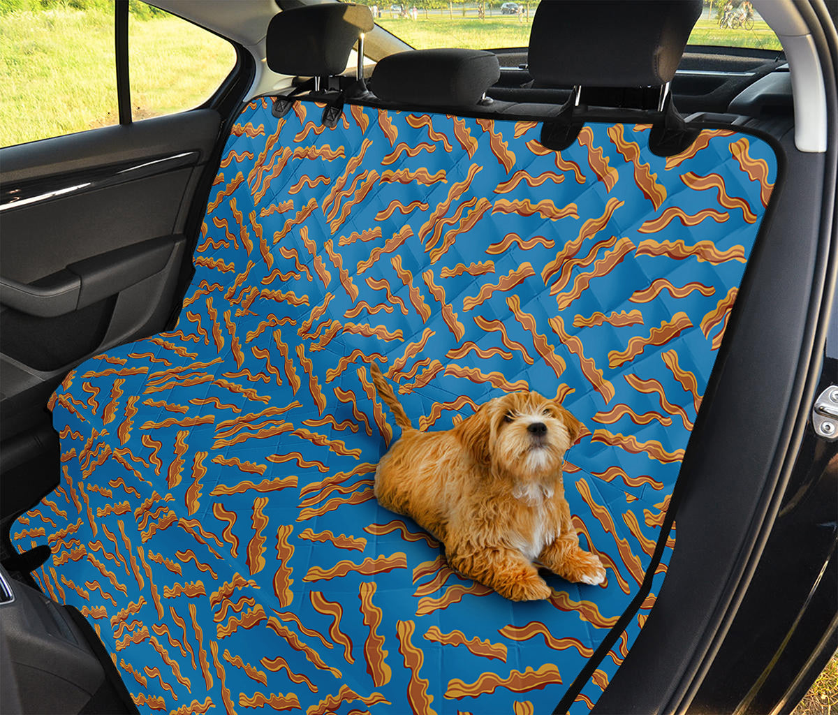 Blue Crispy Bacon Pattern Print Pet Car Back Seat Cover