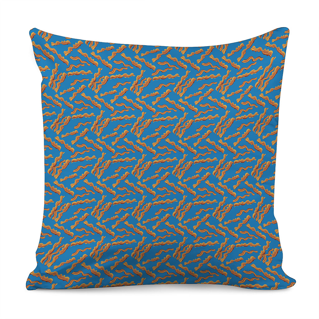 Blue Crispy Bacon Pattern Print Pillow Cover