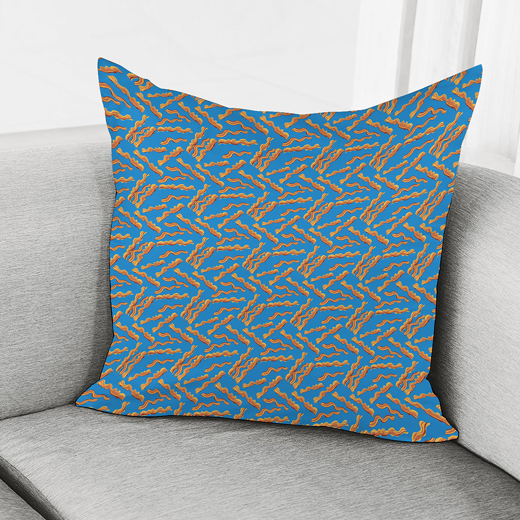 Blue Crispy Bacon Pattern Print Pillow Cover