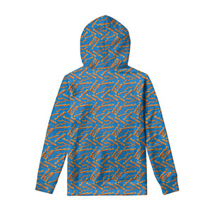Blue Crispy Bacon Pattern Print Pullover Hoodie