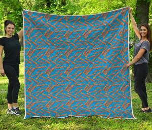 Blue Crispy Bacon Pattern Print Quilt