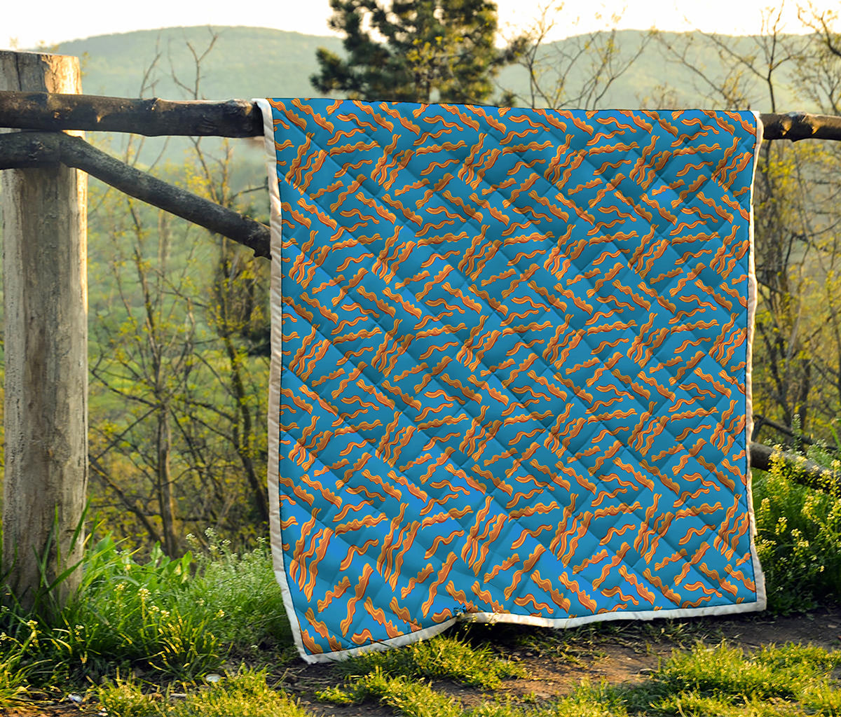 Blue Crispy Bacon Pattern Print Quilt