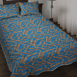 Blue Crispy Bacon Pattern Print Quilt Bed Set