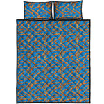 Blue Crispy Bacon Pattern Print Quilt Bed Set