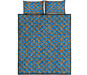 Blue Crispy Bacon Pattern Print Quilt Bed Set