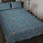 Blue Crispy Bacon Pattern Print Quilt Bed Set