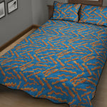 Blue Crispy Bacon Pattern Print Quilt Bed Set