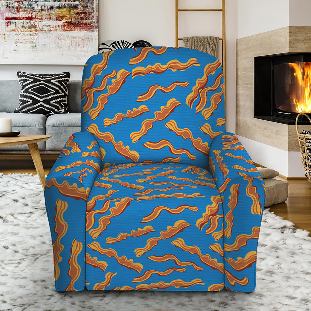 Blue Crispy Bacon Pattern Print Recliner Slipcover