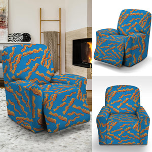 Blue Crispy Bacon Pattern Print Recliner Slipcover