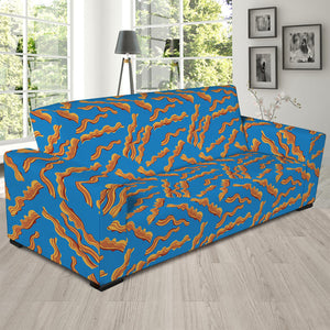 Blue Crispy Bacon Pattern Print Sofa Slipcover