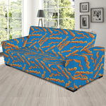 Blue Crispy Bacon Pattern Print Sofa Slipcover