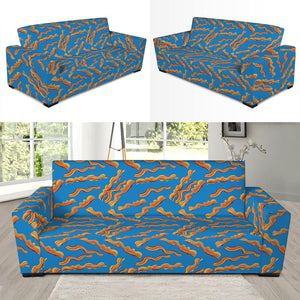 Blue Crispy Bacon Pattern Print Sofa Slipcover