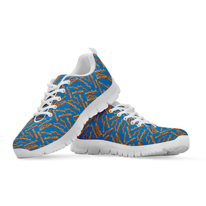 Blue Crispy Bacon Pattern Print White Sneakers