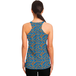 Blue Crispy Bacon Pattern Print Women's Racerback Tank Top