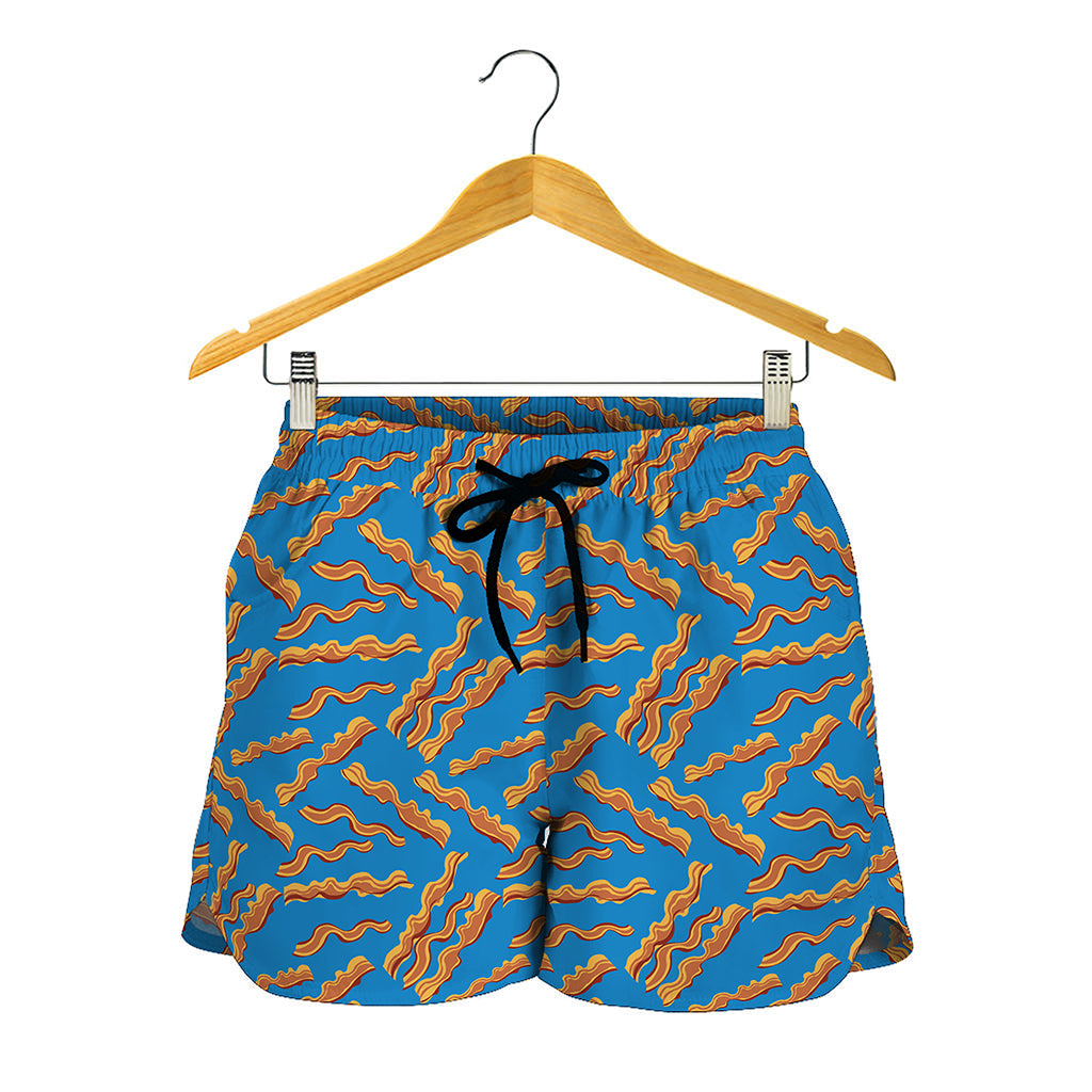 Blue Crispy Bacon Pattern Print Women's Shorts