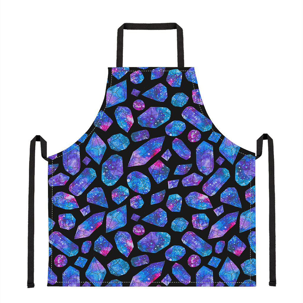 Blue Crystal Cosmic Galaxy Space Print Apron