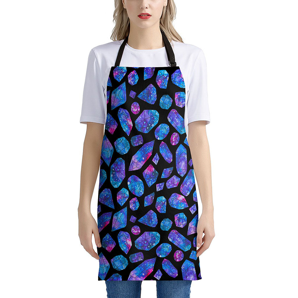 Blue Crystal Cosmic Galaxy Space Print Apron