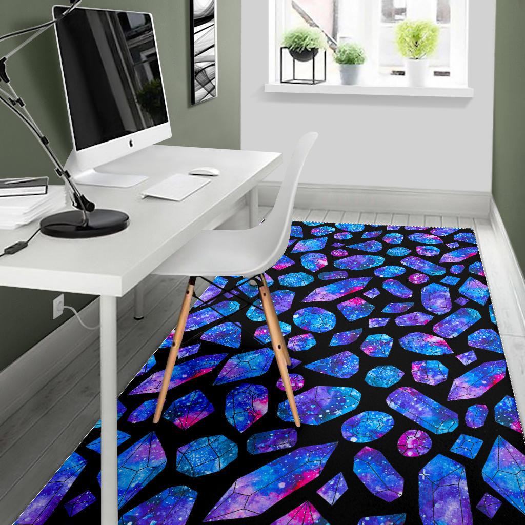 Blue Crystal Cosmic Galaxy Space Print Area Rug GearFrost