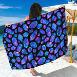 Blue Crystal Cosmic Galaxy Space Print Beach Sarong Wrap