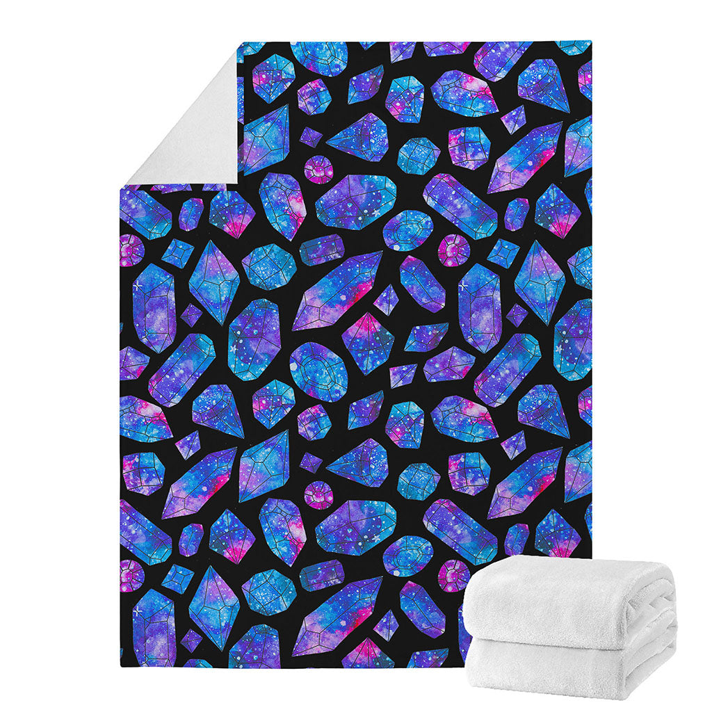 Blue Crystal Cosmic Galaxy Space Print Blanket