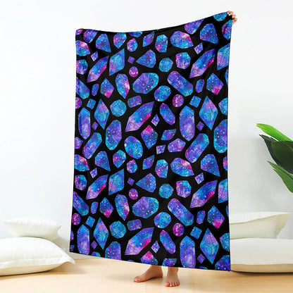 Blue Crystal Cosmic Galaxy Space Print Blanket