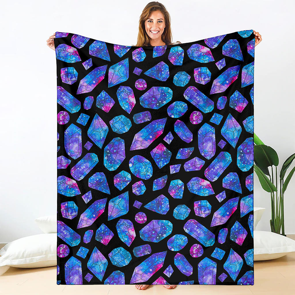 Blue Crystal Cosmic Galaxy Space Print Blanket