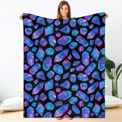 Blue Crystal Cosmic Galaxy Space Print Blanket