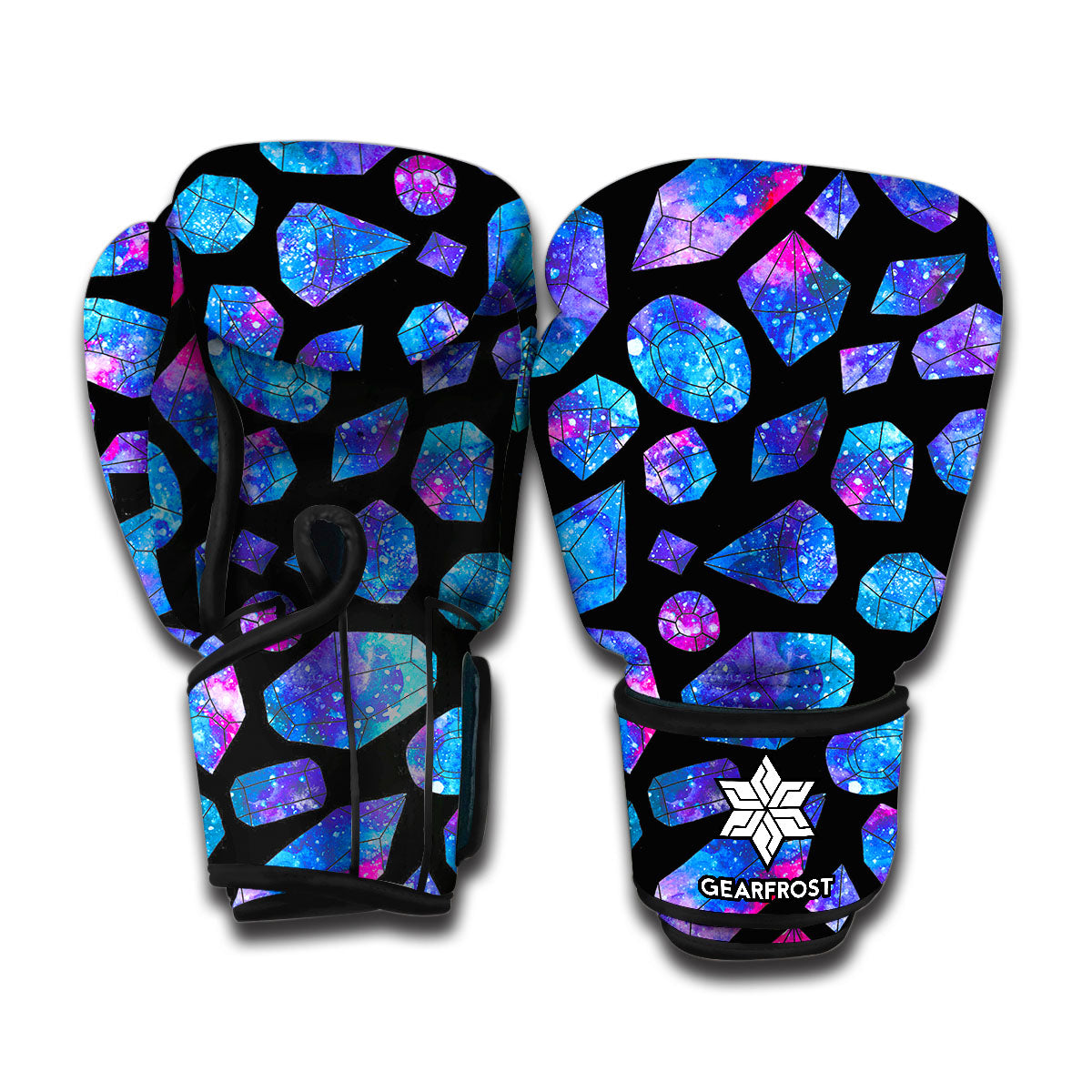 Blue Crystal Cosmic Galaxy Space Print Boxing Gloves