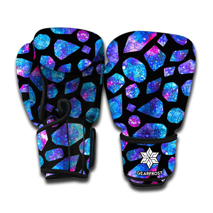 Blue Crystal Cosmic Galaxy Space Print Boxing Gloves