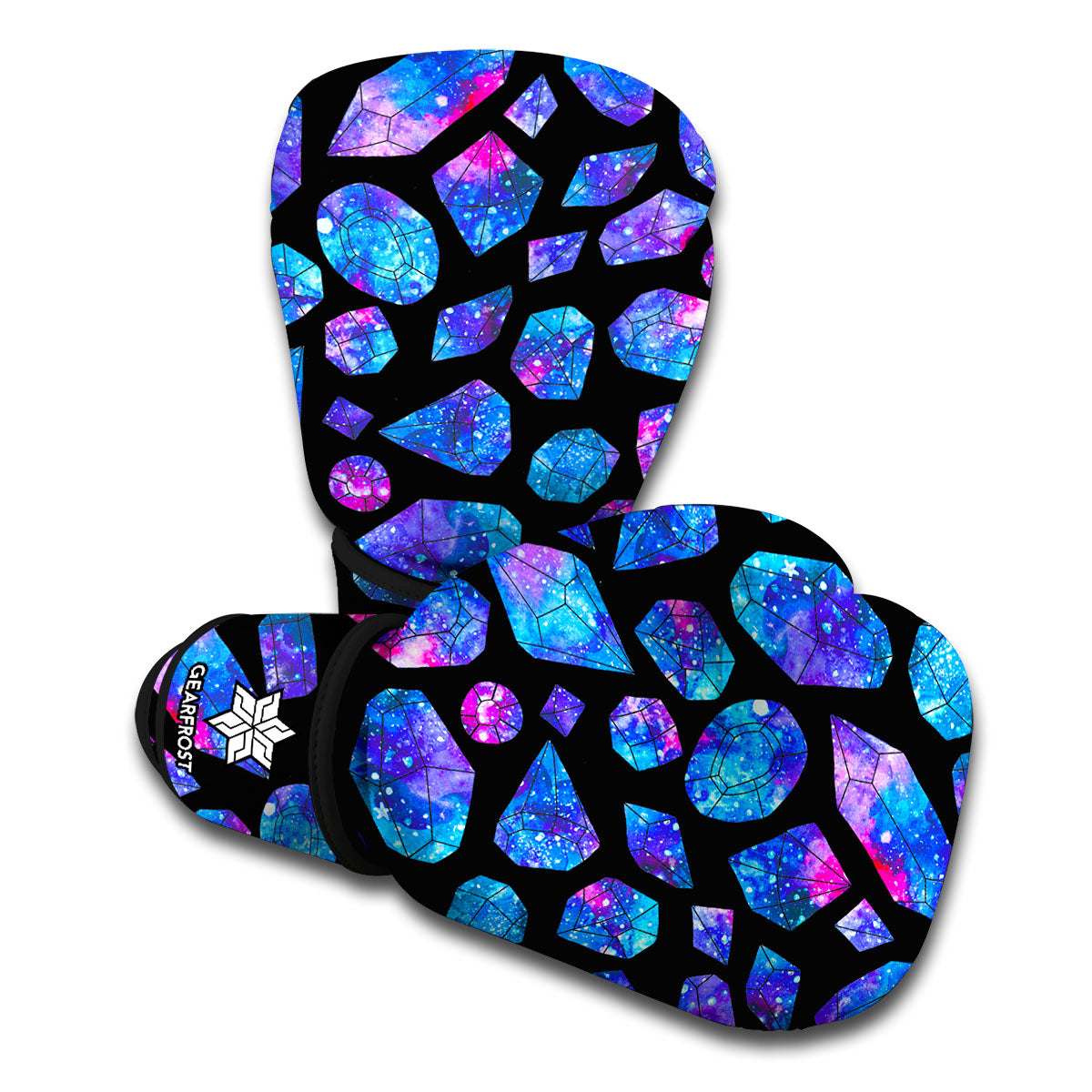 Blue Crystal Cosmic Galaxy Space Print Boxing Gloves