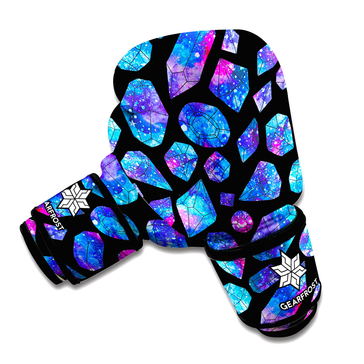 Blue Crystal Cosmic Galaxy Space Print Boxing Gloves