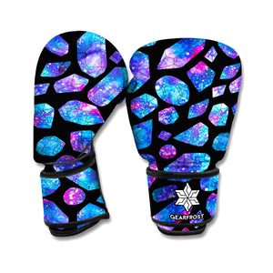 Blue Crystal Cosmic Galaxy Space Print Boxing Gloves