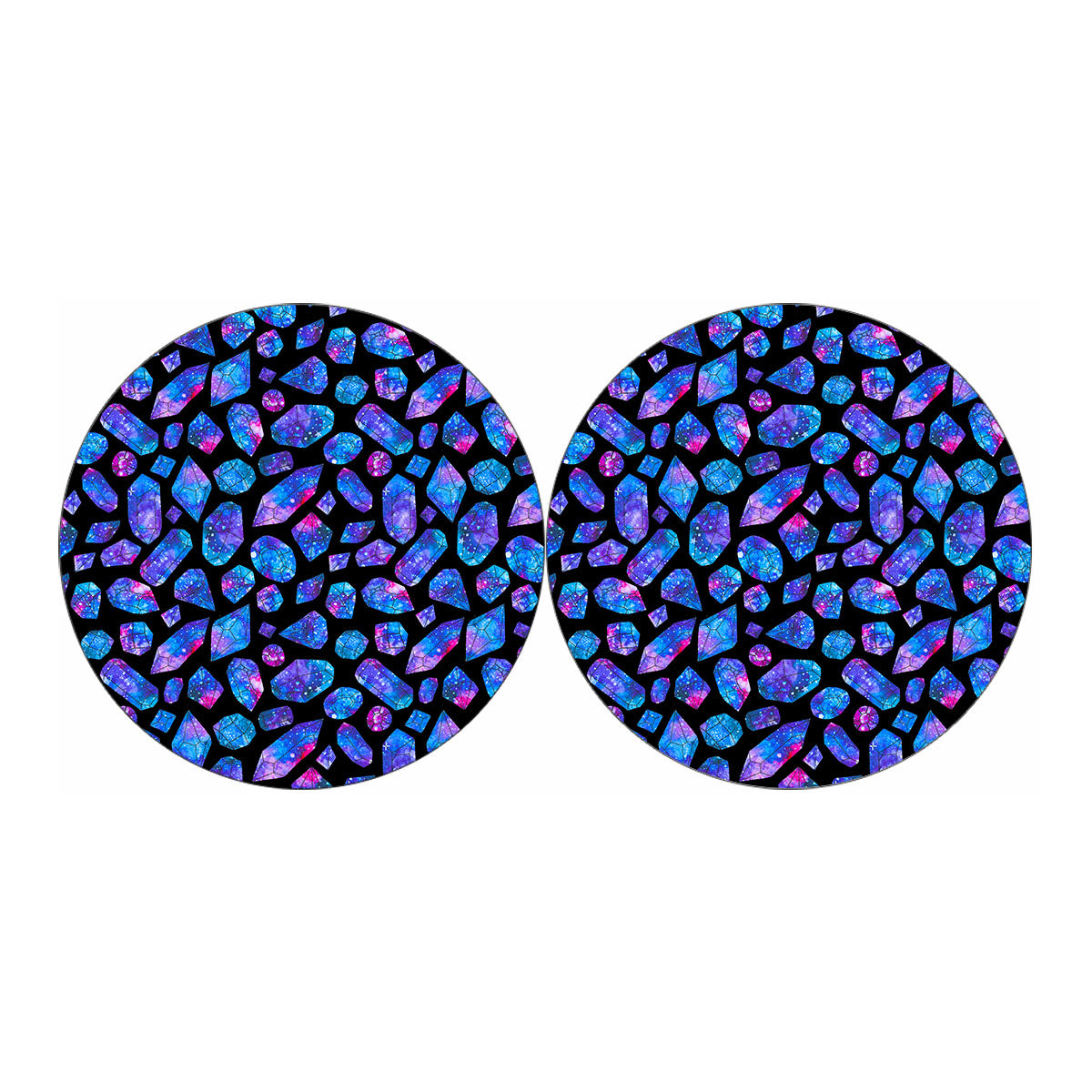 Blue Crystal Cosmic Galaxy Space Print Car Coasters